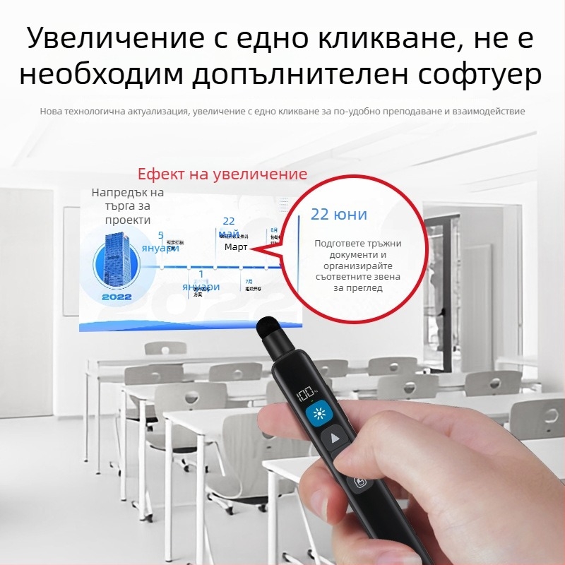 Fleckfleck нова интелигентна писалка с таймер за превключване на страници към електронна бяла дъска, PPT страници и писане, с лупа и прожектор