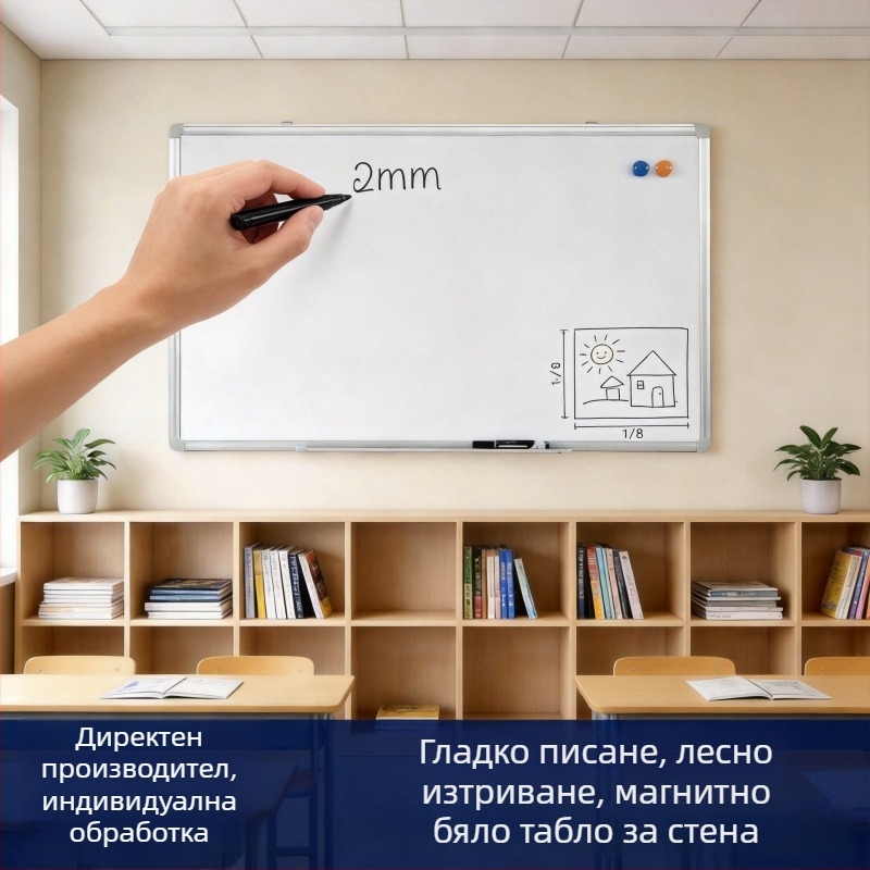 Магнитна стенна бяла дъска и малка дъска за писане – размери 350x250 мм, едностранна, алуминиева рамка, за дома, обучение и офис
