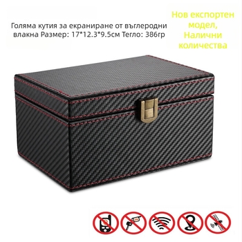 Голяма чанта за ключове от въглеродни нишки с защита на сигнала, RFID защита и антиизмама