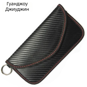 6-инчов калъф за телефон от карбонови влакна с RFID защита и калъф за ключове за автомобил