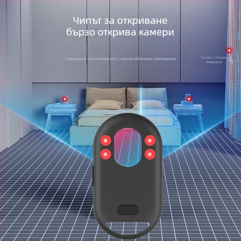 Глобален локатор с хотелска камера, инфрачервен детектор за сканиране, защита от надзор, аларма против кражба, защита от загуба