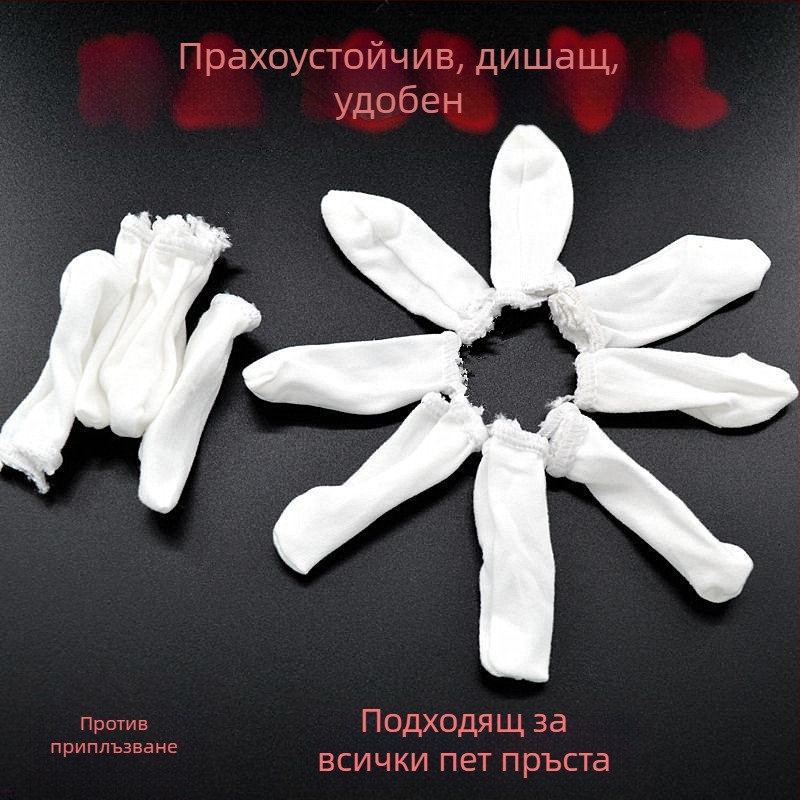 Памучен протектор за пръст – прахозащита, противохлъзващ, попива изпотяване, дишащ и износоустойчив за работа в чисти помещения и фабрични условия