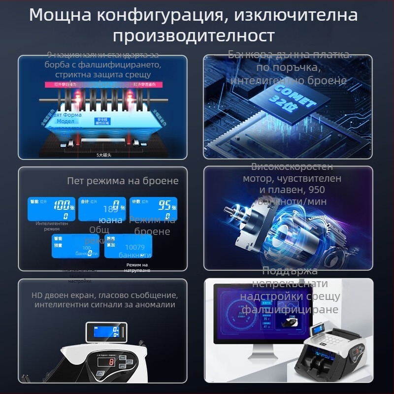 Comet F330B компактна преносима машина за броене на пари със интелигентно гласово управление, Тип B