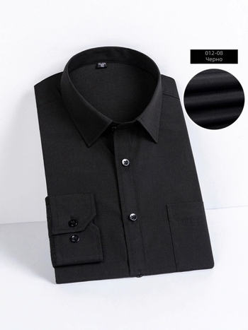 40-памучна мъжка риза с дълги ръкави, без гладене, едноцветна в бял, син или черен цвят