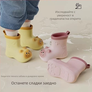 Детски дъждовни ботуши със сиамска котка – сладък карикатурен дизайн, леки водоустойчиви ботуши за деца на 1-3 години