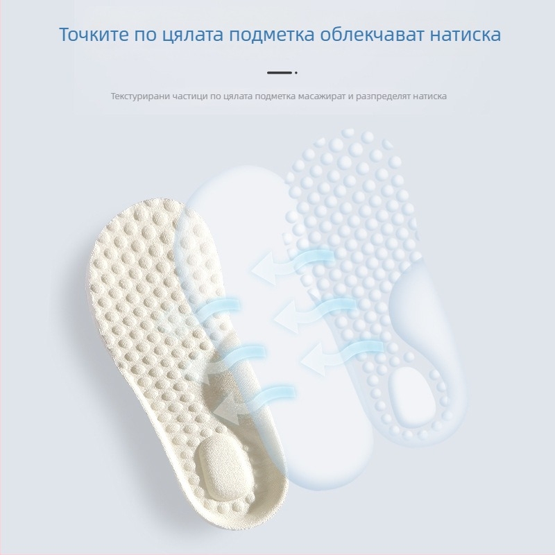 Детска стелка за обувки, пригодима за изрязване, за спортни обувки, мека, дишаща, попива пот и противодейства на миризмата