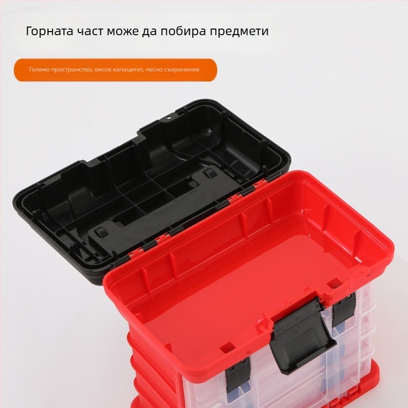 Голям капацитет петслойна преносима кутия за риболовни принадлежности