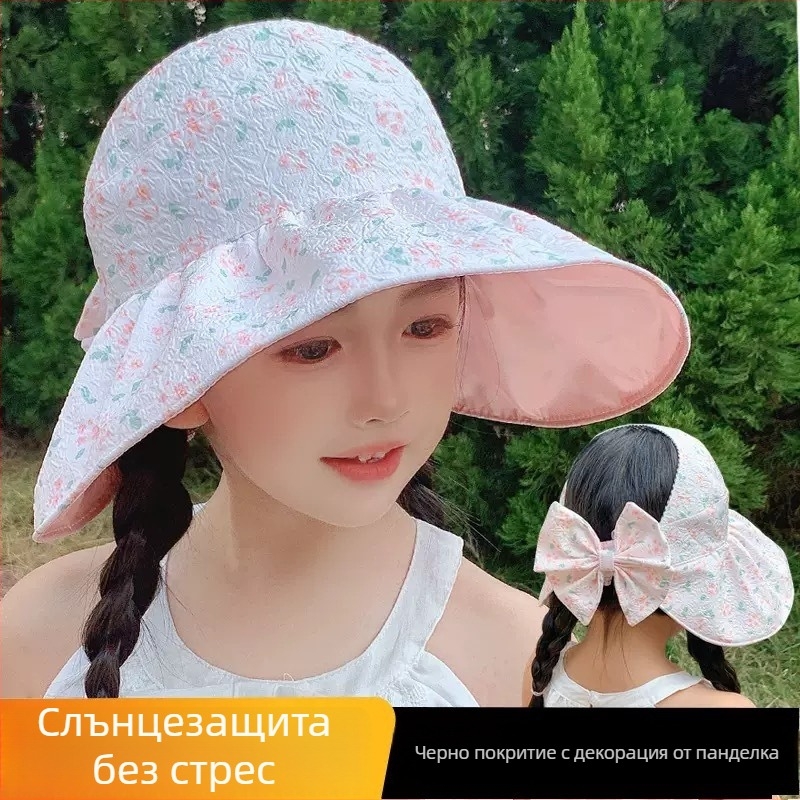 Детска слънцезащитна шапка с UV защита и голям козир, за момчета и момичета, лятна плажна шапка
