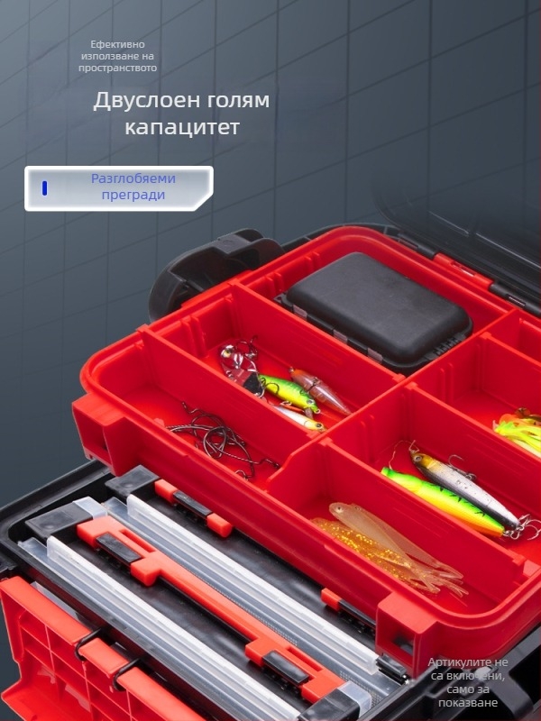 Luya риболовна кутия – голям капацитет, седалка и държач за пръчки, здрава PP конструкция
