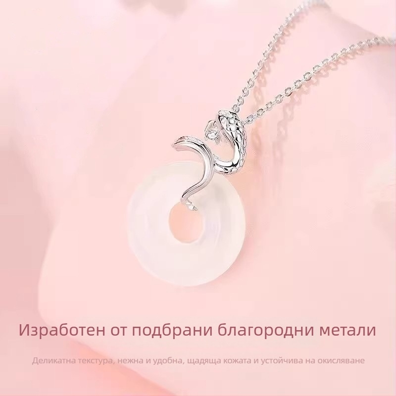 Женско колие със змийски дух, нов китайски стил, верига за ключицата, висулка с амулет за спокойствие, подарък за приятелка през годината на змия