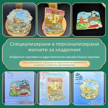 Персонализирани метални магнитчета за хладилник със забележителности на градове — туристически сувенири