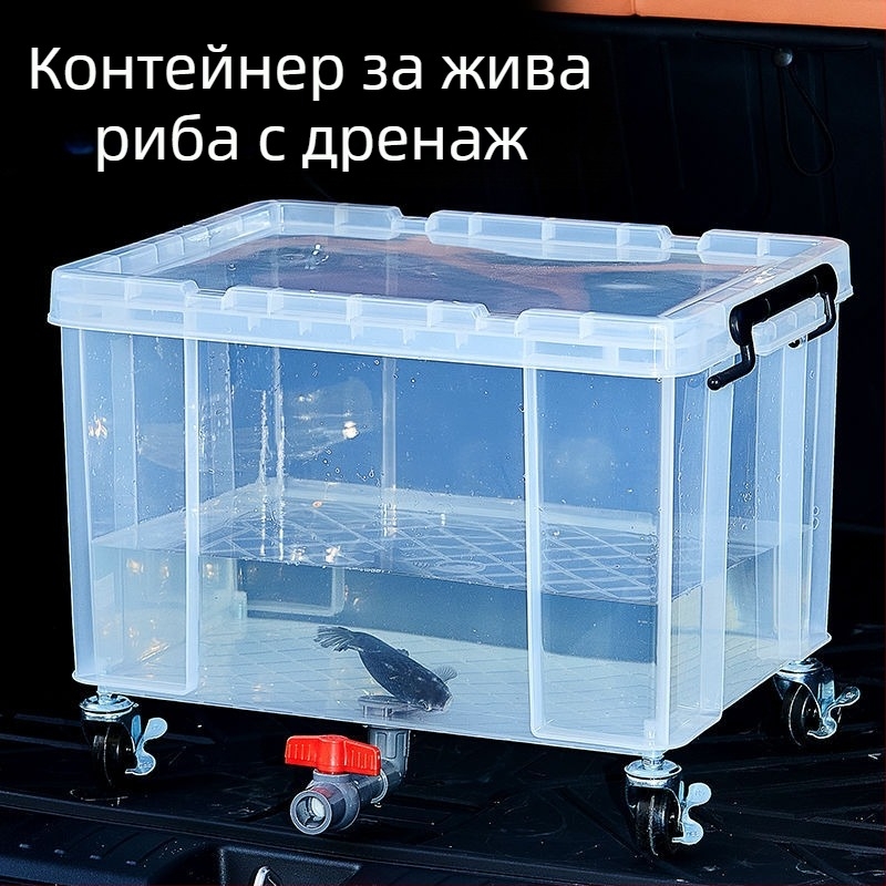 Автомобилна риболовна кутия за багажника, прозрачен корпус, голям капацитет, удебелен пластмасов материал, аквариум за водни организми и живи риби