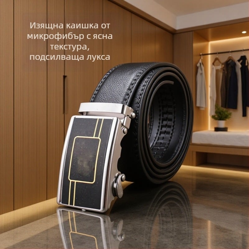 Shimizu Edge мъжки автоматичен колан от изкуствена кожа, дължина 120 cm, ширина 2–4 cm, шевове