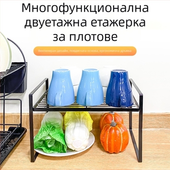 Кована желязна многоетажна етажерка за шкафове, организатор за съдове и подправки, без пробиване