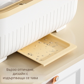 9005 Кухненски шкаф за съдове с отцеждане – прахозащитен пластмасов организатор за прибори, държач за чинии и чаши