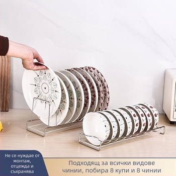 Стойка за съдове от 304 неръждаема стомана, еднослойна кухненска поставка за отцеждане на купи и чинии