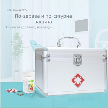 Преносим медицински шкаф за дома и спешни случаи, многослоен заключващ се органайзер за първа помощ