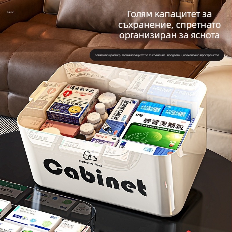 Персонализирана многоетажна кутия за съхранение с разделители, преносима кутия за съхранение с голям капацитет, прозрачна пластмасова дръжка, подходяща за всекидневната