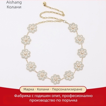 Метална талийна верига с резбована антична сребърна украса, етно стил, дамски колан за облекло