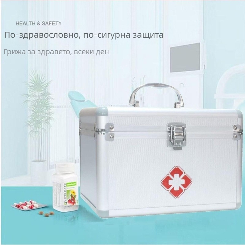 Домашна аптечка от алуминиева сплав за първа помощ и спешно съхранение на лекарства