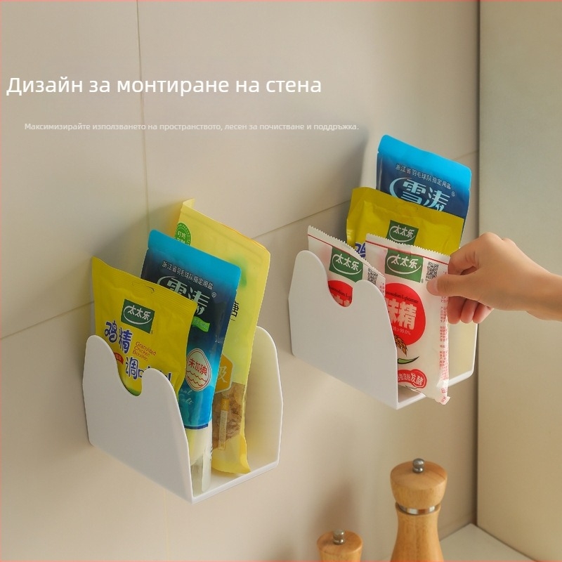 Стенно окачващ рафт за подправки в кухнята – многофункционално съхранение на сол, соев сос и бурканчета с подправки