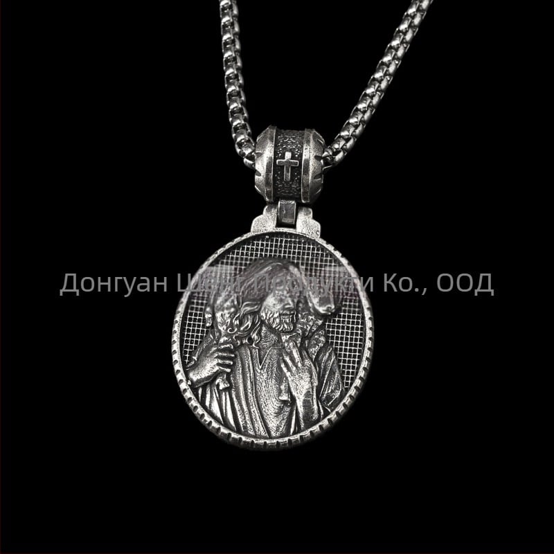 Мъжко колие с висулка от титанова стомана, вдъхновено от немска овчарка, устойчиво на избледняване