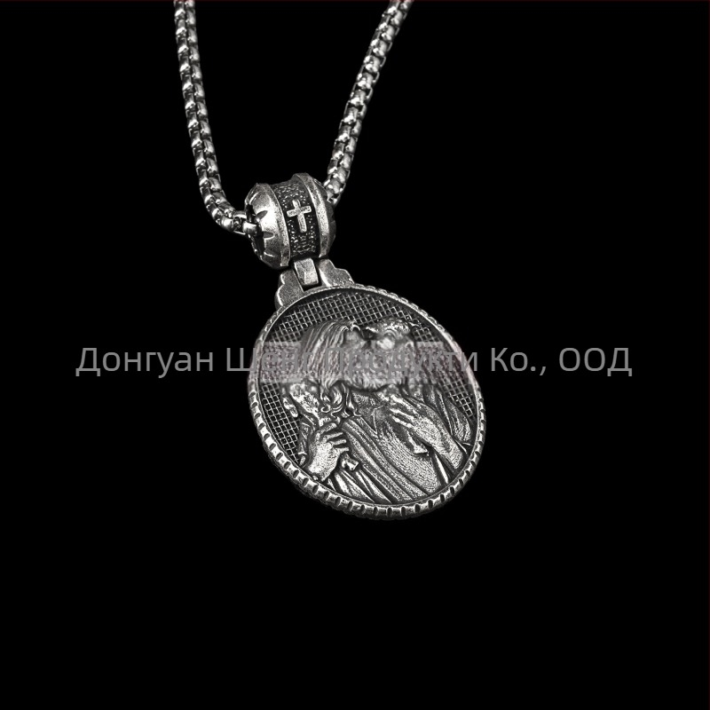 Мъжко колие с висулка от титанова стомана, вдъхновено от немска овчарка, устойчиво на избледняване
