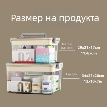 Многослойна аптечна кутия за домашно ползване, прозрачна, голям капацитет, с 7 отделения