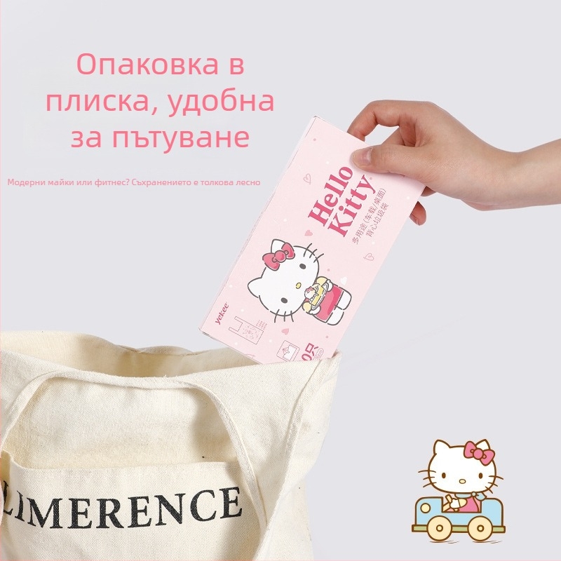 Hello Kitty торбички за отпадъци в автомобил, удебелени с дръжки, еднократни пластмасови торбички в стил жилетка за домашна употреба.