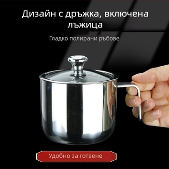 Zhida Комплект съдове за подправки от стъкло с дръжка, 304 неръждаема стомана — солник и буркан MSG