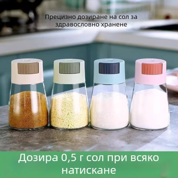 Стъклен комплект за кухненски подправки: буркани за сол, захар и олио