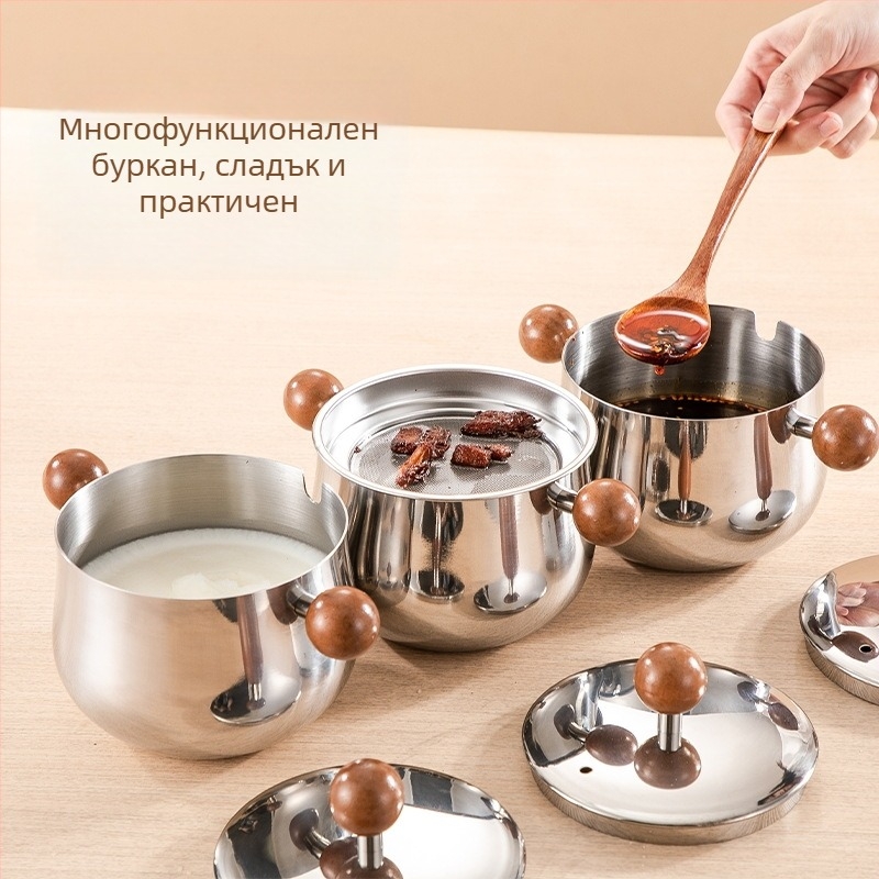 304 неръждаема стомана – буркан за чили масло с капак и филтър, кухненска подправка