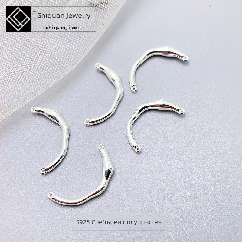 S925 стерлингово сребро — основа за полупръстен за DIY пръстен с перли, звено за свързване с перлено покритие