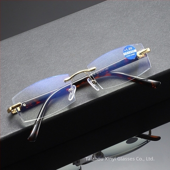 Безрамкови очила за четене за мъже, HD защита срещу синя светлина, леки и бизнес минималистичен стил.