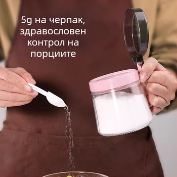 Стъклен комплект за подправки за домакинството: интегрирана кутия за подправки със солник, съд за ароматно масло и стъклени бутилки за подправки – модерен минималистичен дизайн.