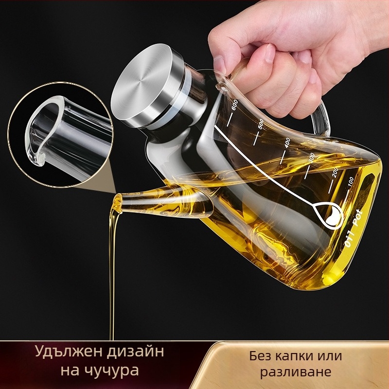 Sparkling Premium боросиликатно стъклено шише за олио, соев сос и оцет – голям кухненски съд за съхранение