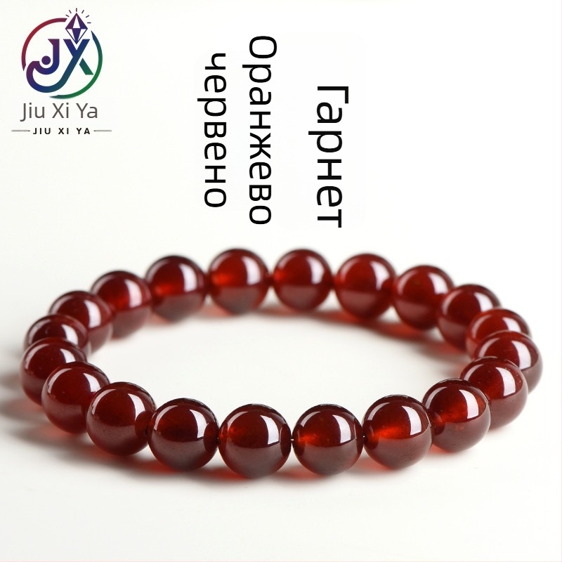 Jiuya Crystal гривна от естествен оранжево-червен гранат, унисекс, геометричен дизайн