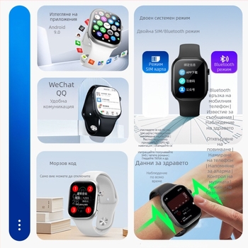 W527 Смарт часовник с клетъчен модул, многофункционален, Bluetooth, възможност за сваляне на приложения