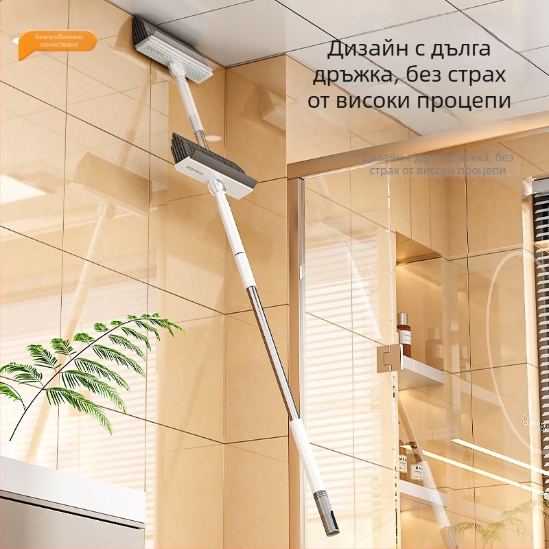 Дълга дръжкова подова четка с твърда щетина за баня и тоалетна – почистване на фуги между плочките