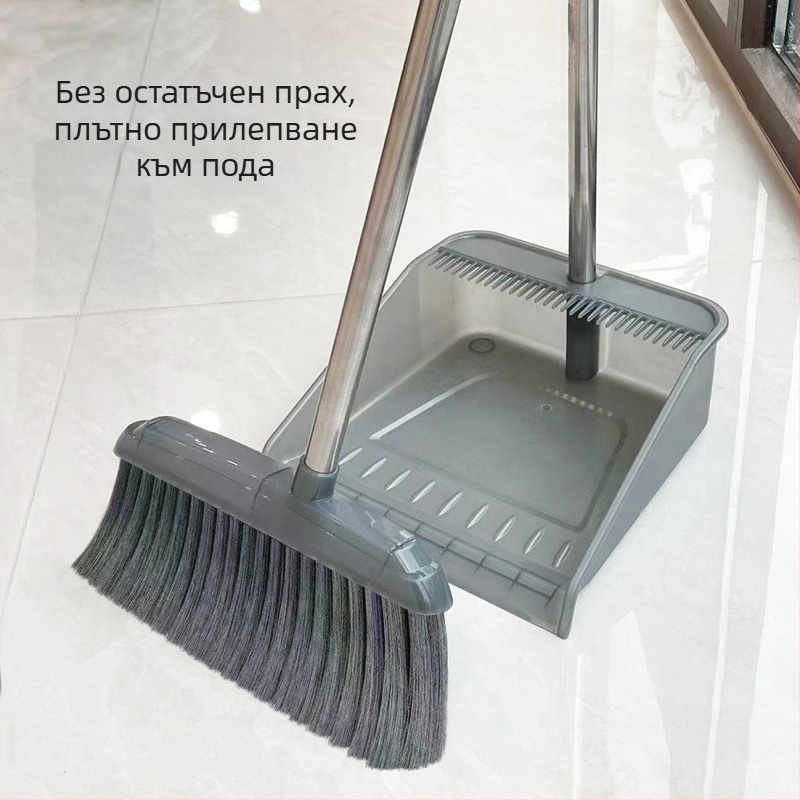 Сет метла и лопатка за прах, текстурирана прозрачно сива, 2025 нов модел за домашна употреба