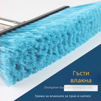 Метла с твърди четинки, пластмасова глава, подсилена конструкция, разглобяема трисекционна дръжка от неръждаема стомана