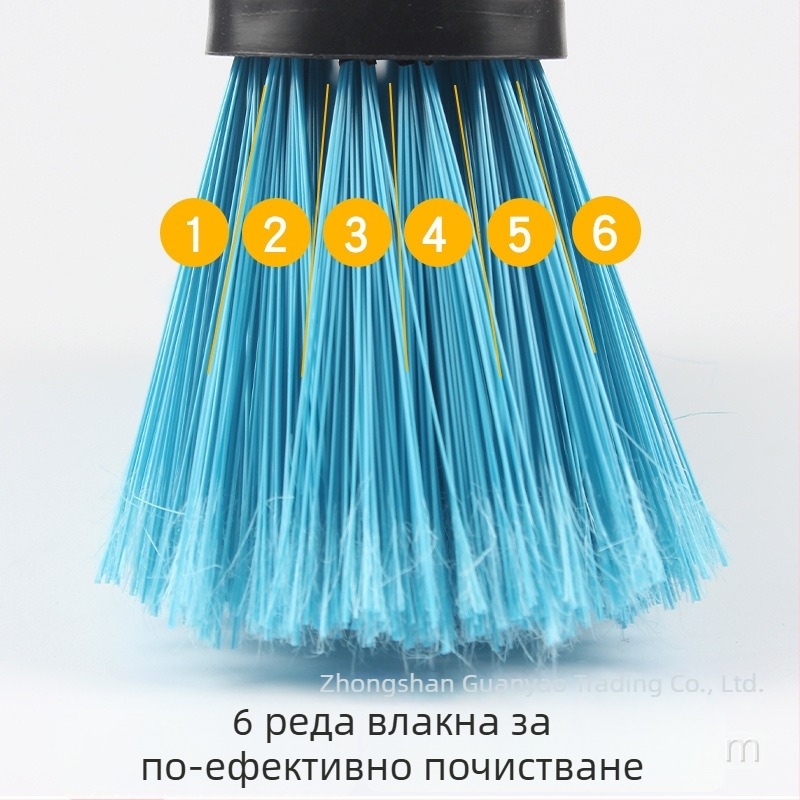 Метла с твърди четинки, пластмасова глава, подсилена конструкция, разглобяема трисекционна дръжка от неръждаема стомана