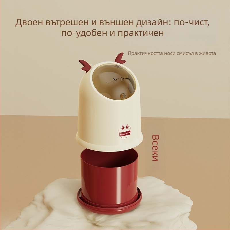 Десктоп кофа за отпадъци с капак, който се отваря при докосване, бареловиден дизайн, капацитет под 4 л, за дом, офис и бюро.