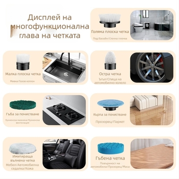 Седем в едно: електрическа почистваща четка с автоматично завъртане и телескопична безжична ръкохватка за почистване на пода