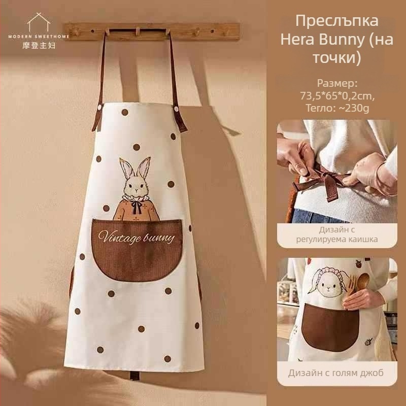 Женски кухненски престилка с ръкави, канвас, нов есенно-зимен стил, устойчива на мръсотия, без връзки, за готвене