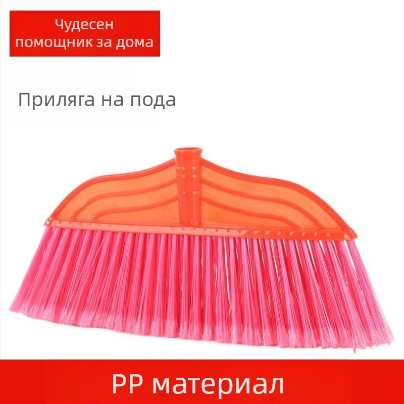 Сменяема глава за пластмасова метла с твърди и меки четина, комплект с дървена дръжка