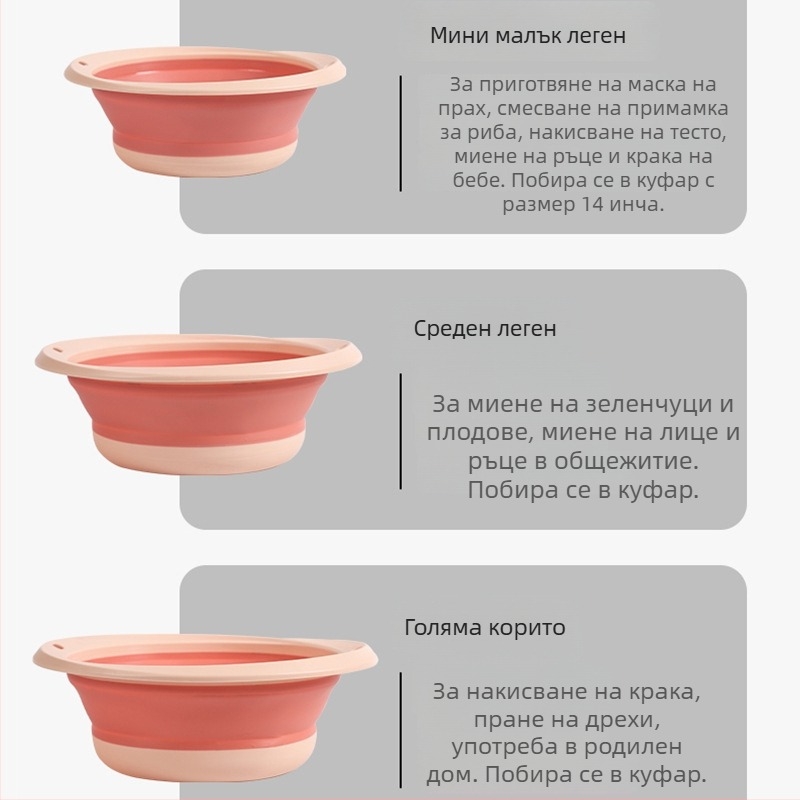 Сгъваема пластмасова домашна мивка за лице, окачващ се трисъставен комплект, за възрастни; мивка за крака на бебе и измиване на зеленчуци в кухнята
