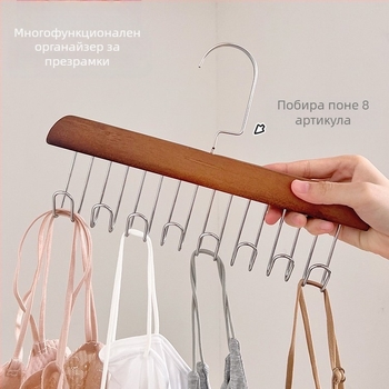 Дървена мултифункционална закачалка за бельо и връзки, вълнообразна сушилна конструкция с дървена кука