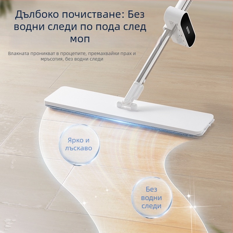 Плосък моп за под с микрофибър и неръждаема стоманена дръжка