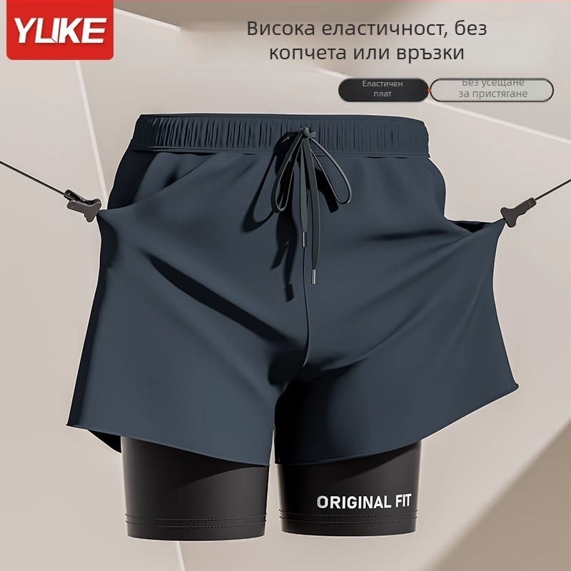 Мъжки квадратни плувни шорти, бързосъхнещи, модерен дизайн, голям размер, боксерски стил, за плуване в горещи минерални извори